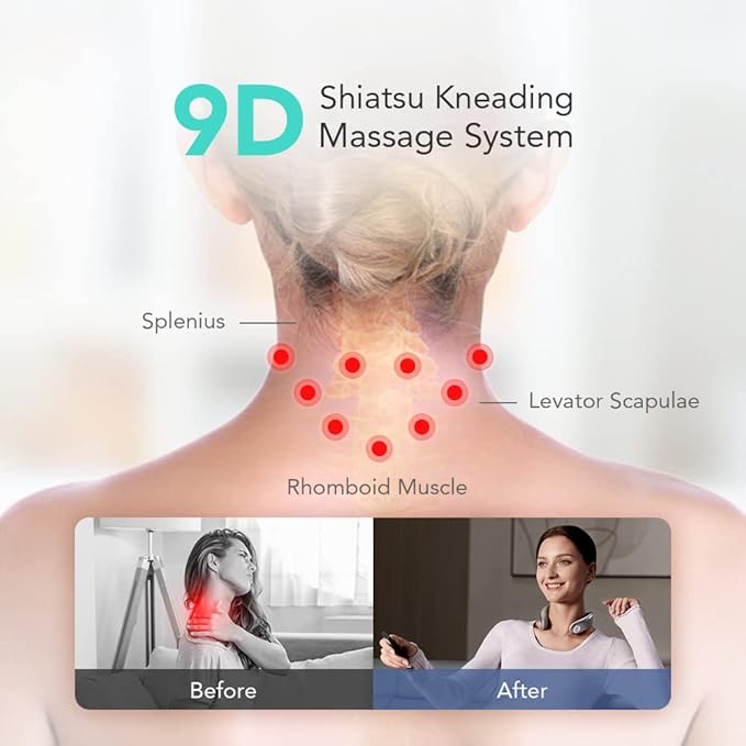 Cordless Vibration Infrared Neck Massager Deep Tissue for Pain Relief SKG Neck Massager with Heat - Samelax