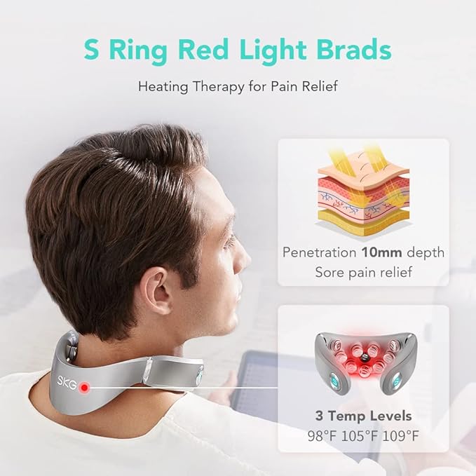 Cordless Vibration Infrared Neck Massager Deep Tissue for Pain Relief SKG Neck Massager with Heat - Samelax